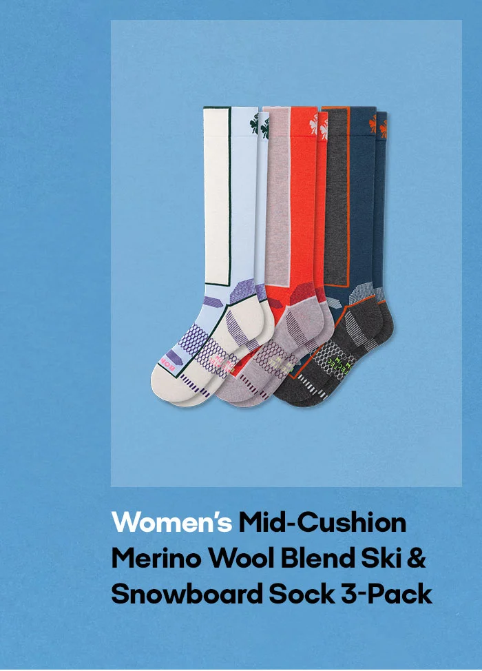 Mid-Cushion Women's Merino Wool Blend Ski & Snowboard Sock 3-Pack