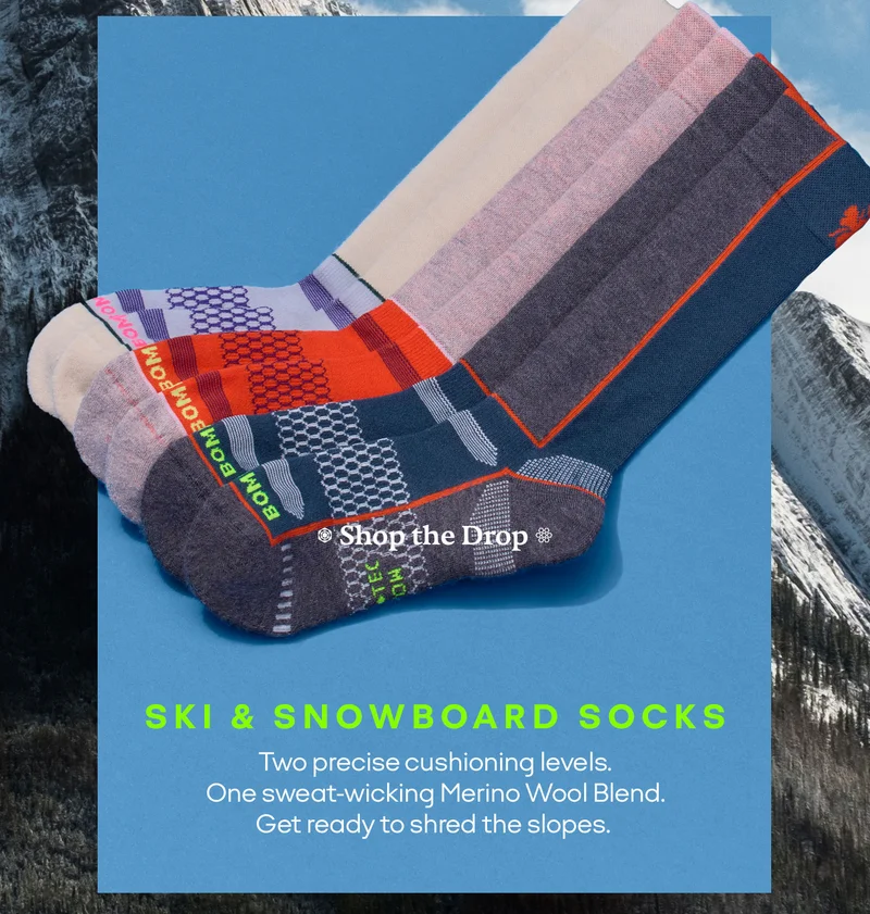 SKI & SNOWBOARD SOCKS. Two precise cushioning levels. One sweat-wicking Merino Wool Blend. Get ready to shred the slopes.
