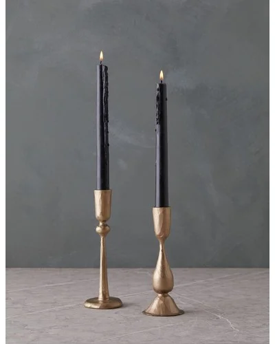 Hand-Forged Iron Taper Holder-Antique Brass / Large
