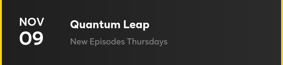 Nov 9 - Quantum Leap: New Episodes Thursdays