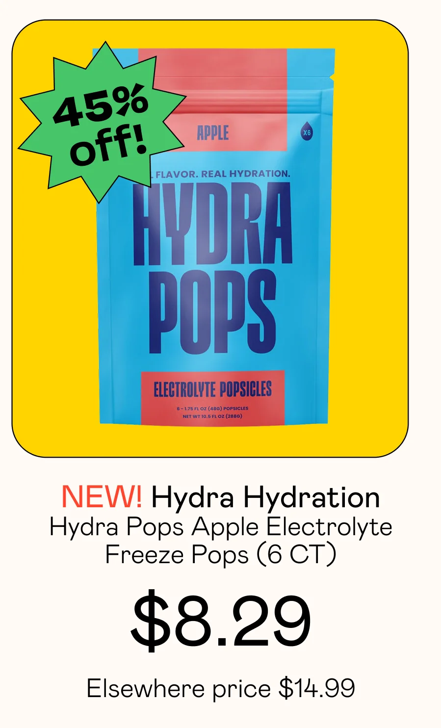 Hydra Pops Apple Electrolyte Freeze Pops (6 CT)