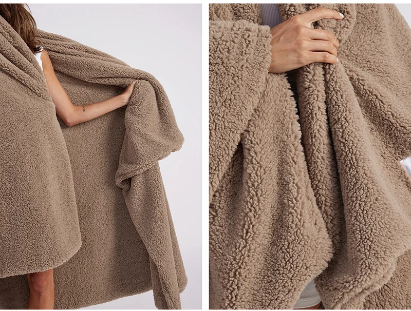 Faux Fur Throw Blanket - Warm Grey