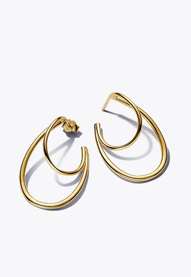 Organically Shaped Double Hoop Earrings