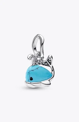 Turquoise-Coloured Whale Dangle Charm