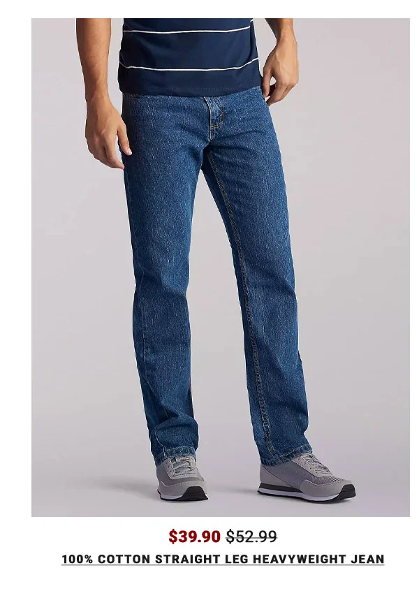 100% Cotton Straight Leg Heavyweight Jean
