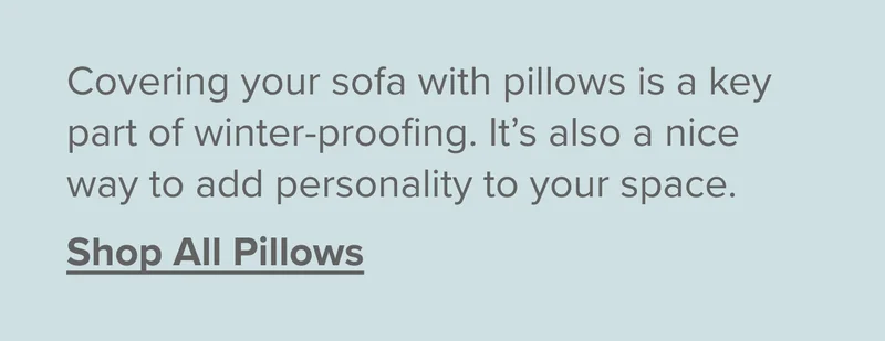 Covering your sofa with pillows is a key part of winter-proofing. Shop all pillows.