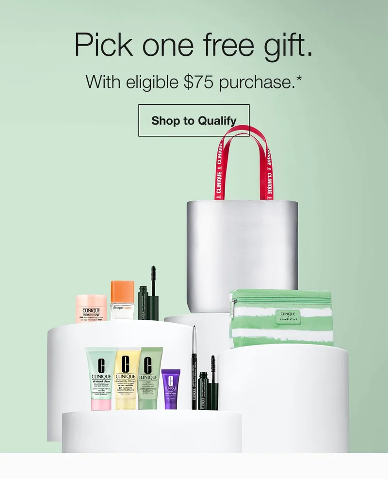 Your fall treat is here. Pick a free gift with eligible $75 purchase.* Shop to Qualify Spend $75, score a free gift.* Choose your favorite from our fresh gift selection. So many choices-mini routines of skincare and makeup, fragrance bestsellers, take-along totes and cute journals. Which one will you pick? Pick Now