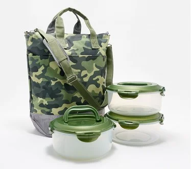 LocknLock Insulated Tote w/ 3-pc Storage Set w/Handles & (1) Divider
