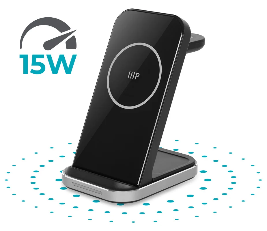 NEW 3-in-1 Wireless Charging Station w/ Quick Charge 3.0 Wall Charger Charges Apple® iPhone, Apple Watch, and AirPods or AirPods Pro Shop Now