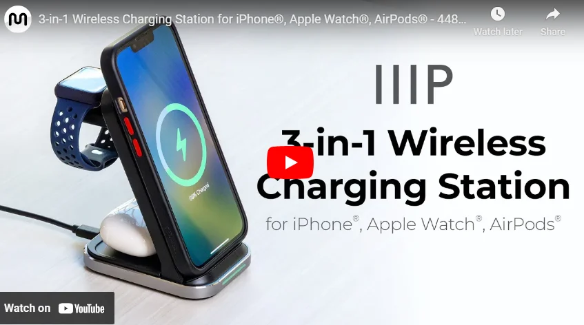 NEW 3-in-1 Wireless Charging Station w/ Quick Charge 3.0 Wall Charger Charges Apple® iPhone, Apple Watch, and AirPods or AirPods Pro Shop Now