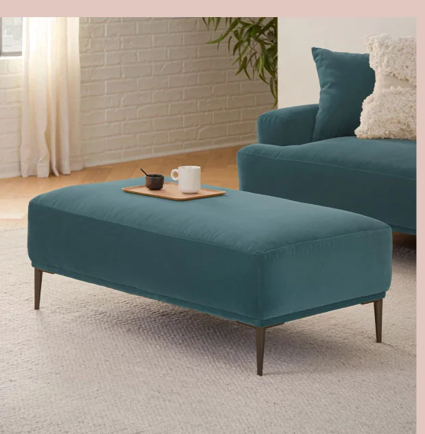 Abisko Velvet Ottoman - Plush Pacific Blue