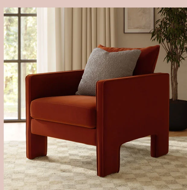 Oren Velvet Lounge Chair - Hale Rust