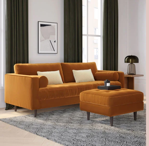 Sven 88 Tufted Velvet Sofa - Plush Pacific Ginger