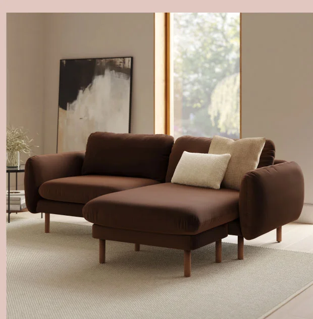 Sanders Velvet Reversible Sectional - Plush Pacific Brown