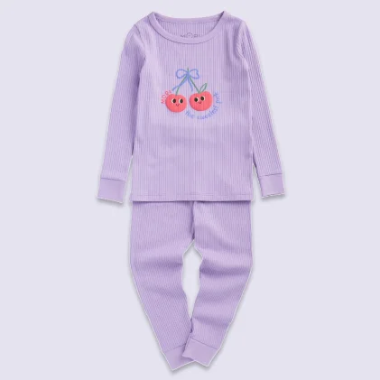 Cherry Ribbed Pajama Set