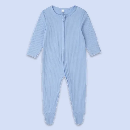 Ribbed Clever Zip Footed Baby Pajamas