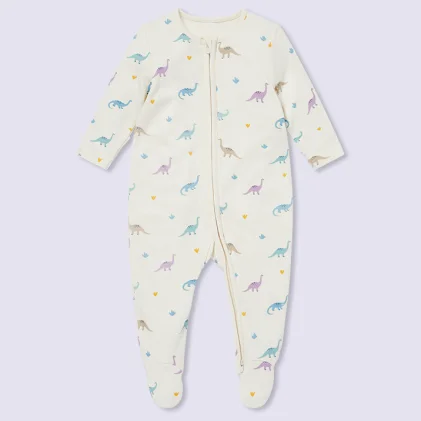 Dino Print Clever Zip Baby Pajamas