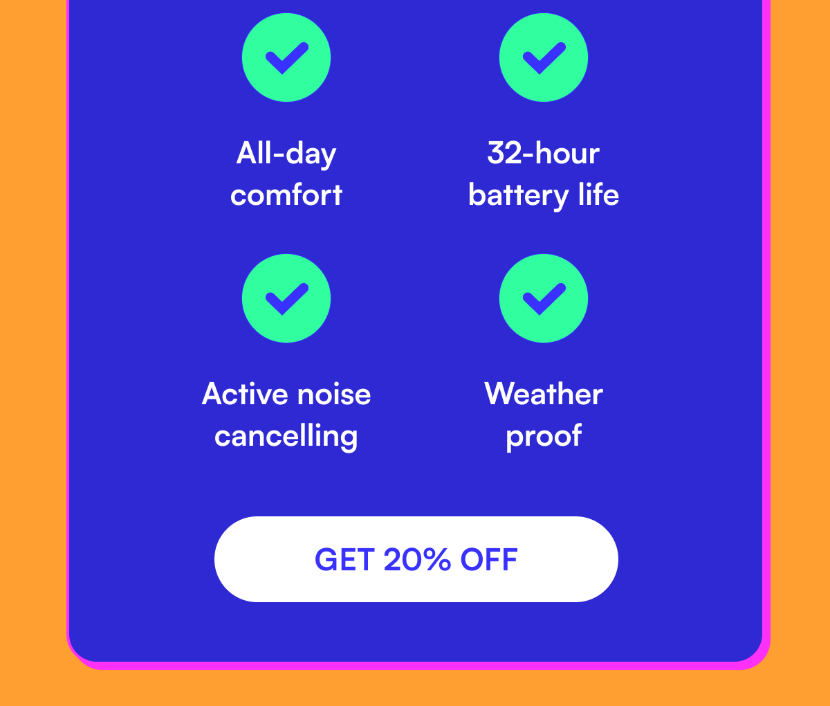 ✔️ All-day comfort ✔️ 32-hour battery life ✔️ Active noise cancelling ✔️ Weather proof [  GET 20% OFF ]