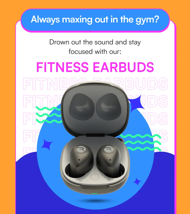 Always maxing out in the gym? Drown out the sound and stay focused with our: FITNESS EARBUDS