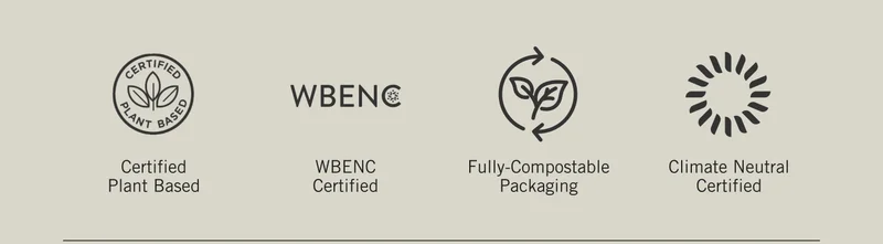 Certified Plant Based. WBE NC Certified. Fully-Compostable Packaging. Climate Neutral Certified.