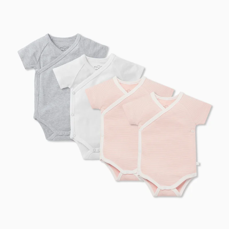 Image of Short Sleeve Kimono Bodysuit 4 Pack