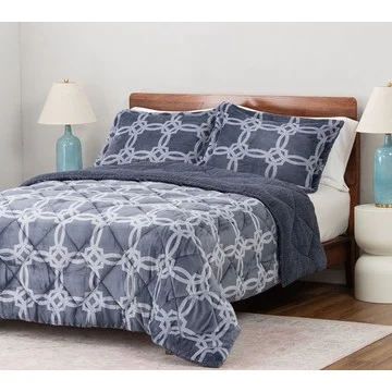 Berkshire Velvetsoft & Sherpa Comforter & Sham Set- King