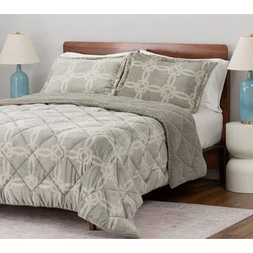 Berkshire Velvetsoft & Sherpa Comforter & Sham Set- Queen
