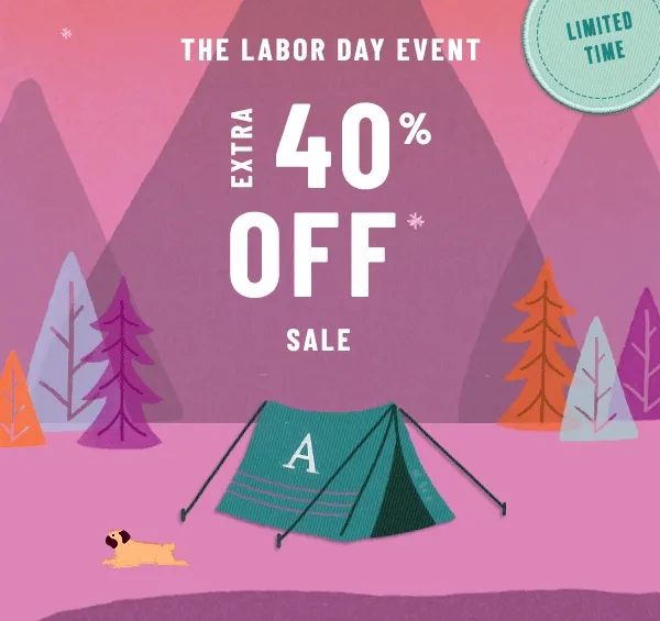 the labor day event, extra 40% off sale, shop now