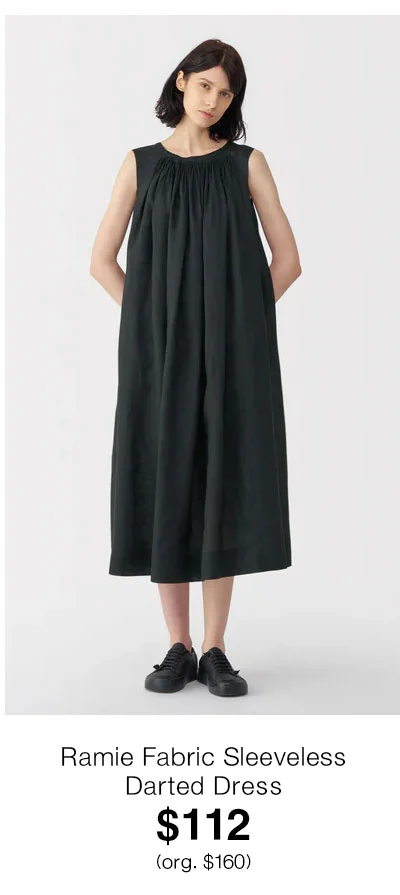 Shop Labo Women's Ramie Fabric Sleeveless Darted Dress