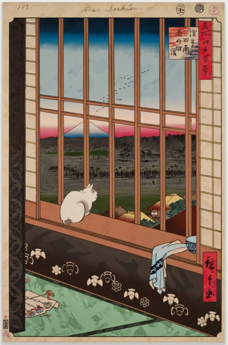 Hiroshige’s 100 Famous Views of Edo: Japonisme Reconsidered—Asakusa Ricefields and Torinomachi Festival by Takashi Murakami