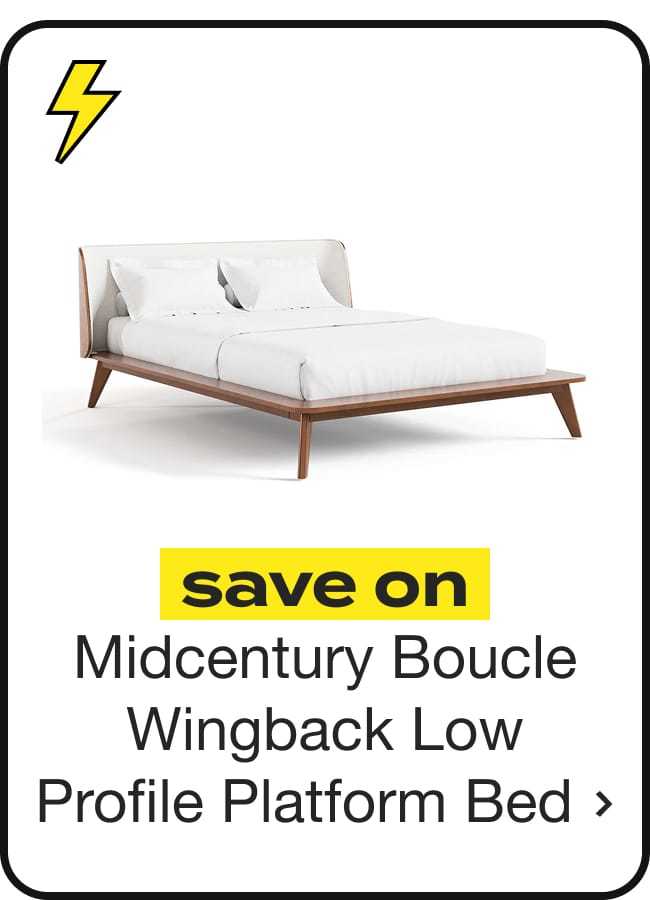 Furniture of America Beau Midcentury Boucle Wingback Low Profile Platform Bed