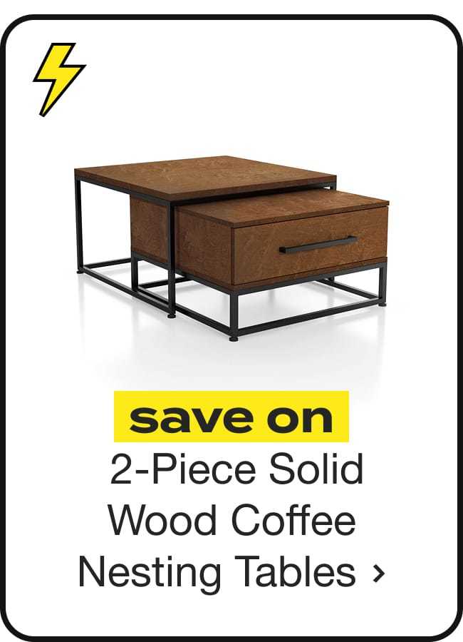 Saxon Rustic Brown Square 2-Piece Solid Wood Coffee Nesting Tables with 1-Drawer by Furniture of America