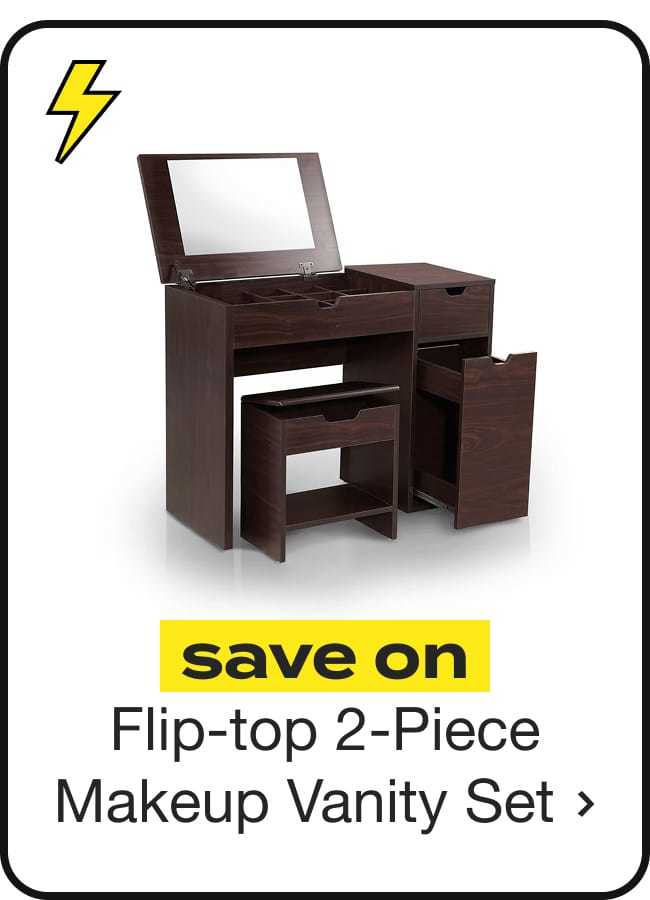 Furniture of America Laurel Transitional Walnut Flip-top 2-Piece Makeup Vanity Set with Mirrored Glass