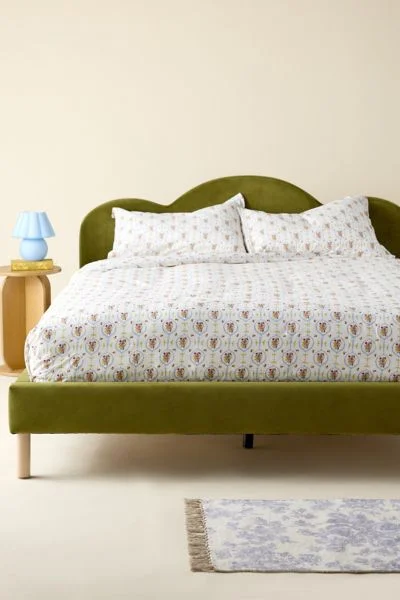 Yara Petal Velvet Upholstered Bed