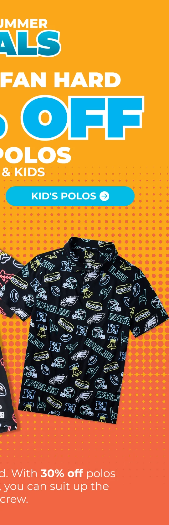 HOT SUMMER DEALS: 30% Off Kid's NFL Polos