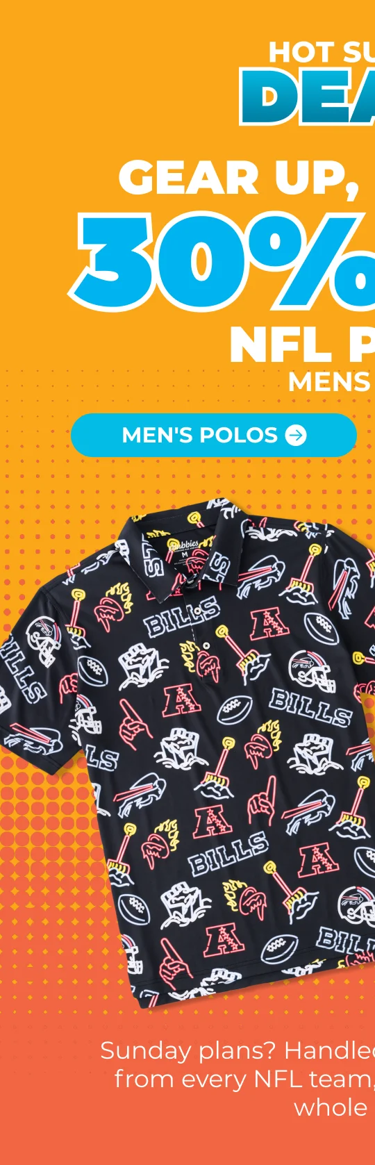HOT SUMMER DEALS: 30% Off Men's NFL Polos