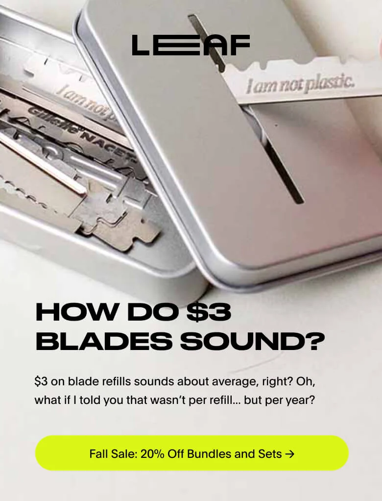 Recycling tin with blades. $3 on blade refills per year