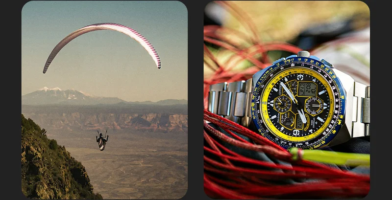 Promaster Jeff Shapiro of Team Air off on a paragliding adventure wearing his Promaster Skyhawk A-T