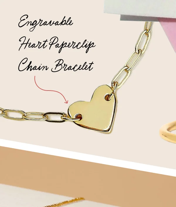 Engravable Heart Paperclip Chain Bracelet