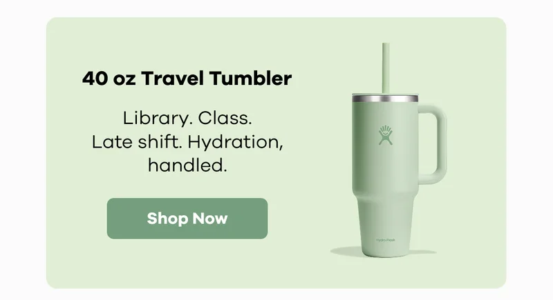 40 oz Travel Tumbler. Library. Class. Late shift. Hydration, handled. | Shop Now
