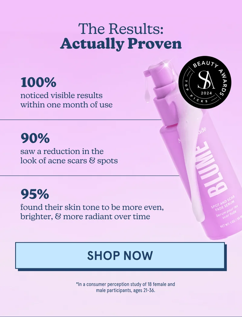 The Results: Actually Proven: 100% noticed visible results within one month of use | 90% saw a reduction in the look of acne scars & spots | 95% found their skin tone to be more even, brighter, & more radiant over time [Shop Now] *In a consumer perception study of 18 female and male participants, ages 21-36.
