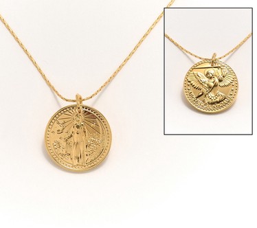 Divinely Guided by Theresa Caputo Saint Michael & Mary Necklace,Gldtne
