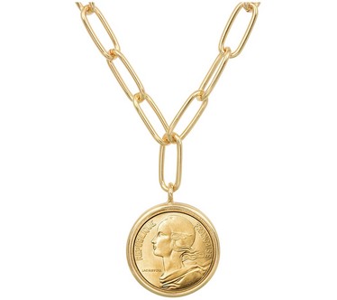 American Coin French Goldtone Paper Clip Necklace