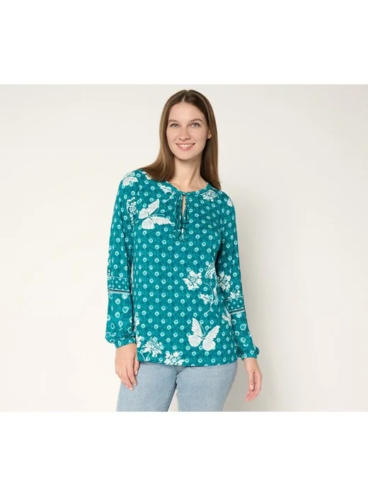 Belle Boho by Kim Gravel Free Spirit Floral Tie Dye Border Trim Top