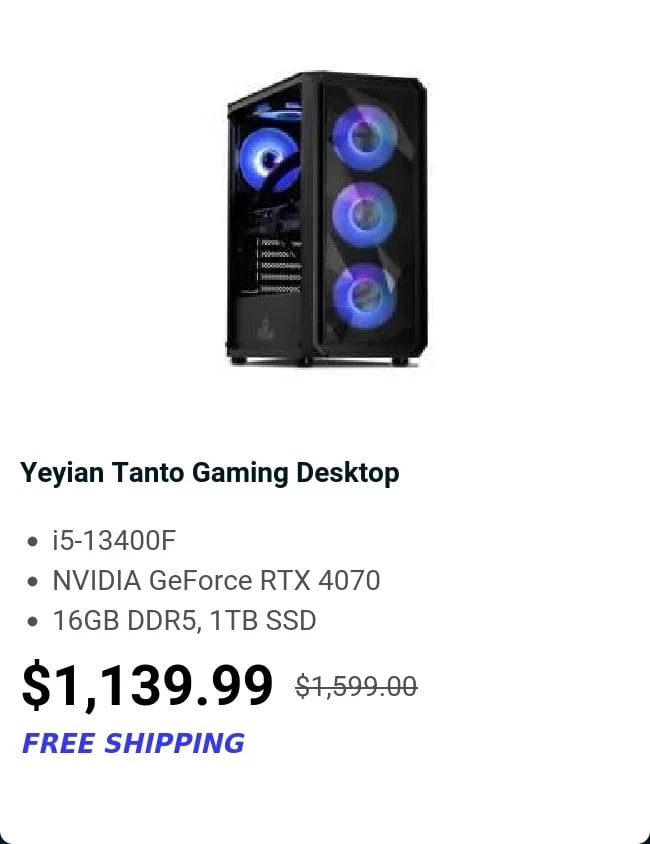 Yeyian Tanto Gaming Desktop