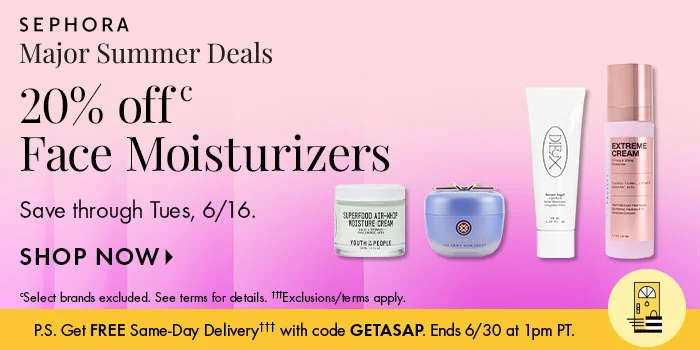 Major Summer Deals - 20% off Face Moisturizers