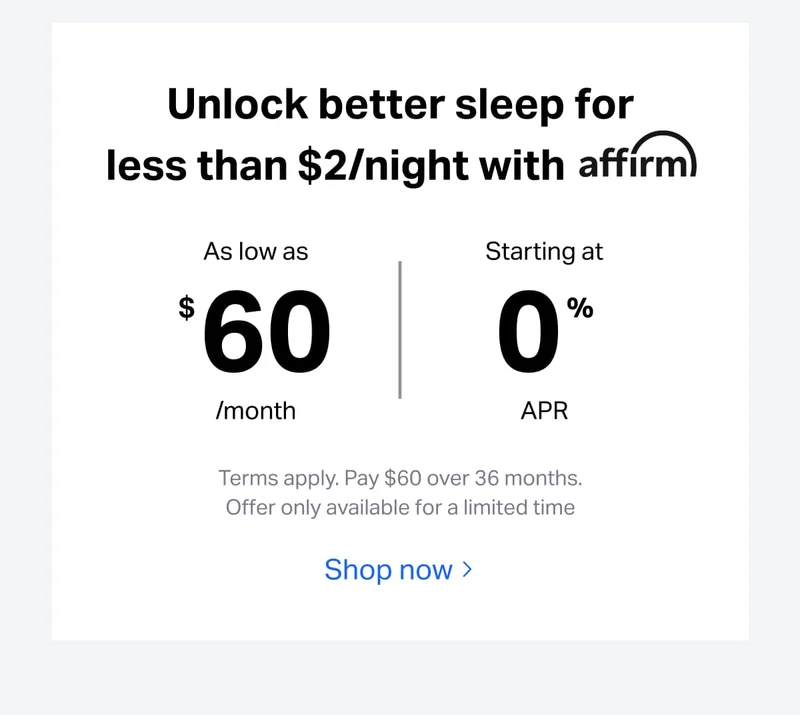 Unlock better sleep for less than $2/night with affirm
