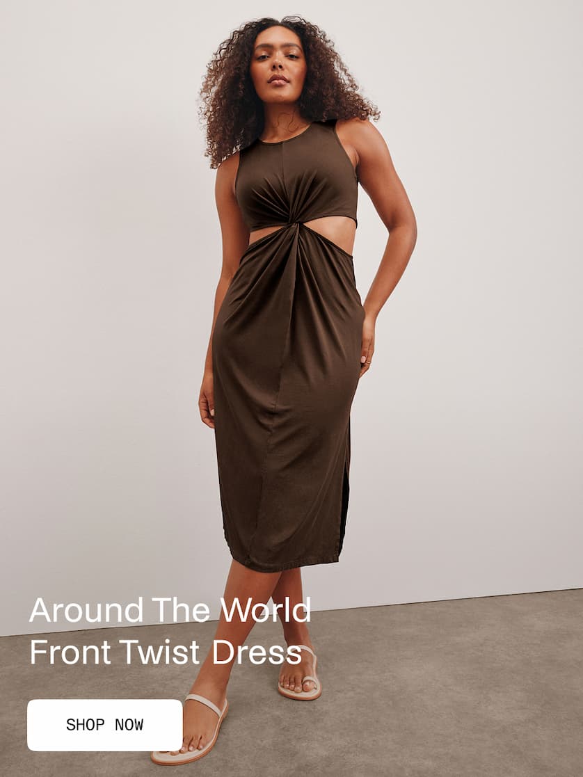 Around The World Front Twist Dress in Espresso