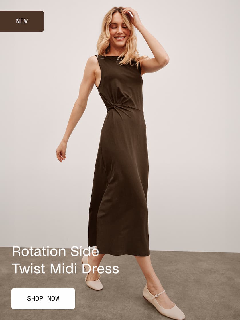 Rotation Side Twist Midi Dress in Espresso