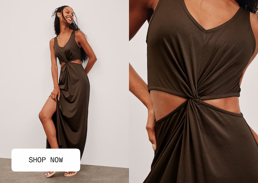 Maxi Around The World Front Twist Dress in Espresso